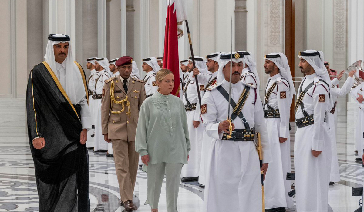 HH the Amir Sheikh Tamim bin Hamad Al-Thani with Giorgia Meloni